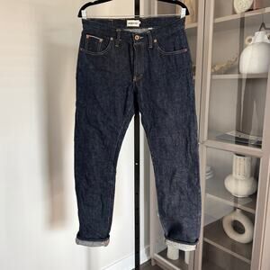 Taylor Stitch Democratic Selvedge Straight Leg Jeans 33 Dark Wash Blue Denim